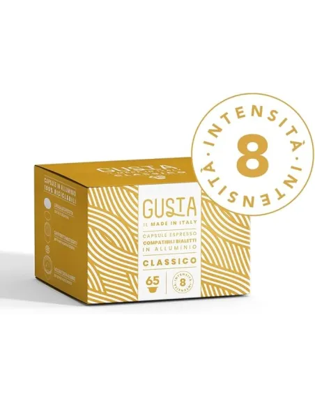 65 capsule "Gusta" CLASSICO Compatibili Bialetti in Alluminio